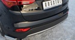 Защита заднего бампера (2 трубы Ø63 и 42 мм уголки, нержавейка) SLITKOFF Hyundai Santa Fe  DM (2012-2016) дорестайлинг