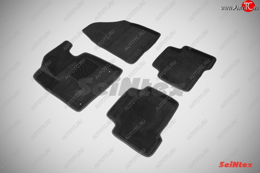 5 699 р. Износостойкие коврики в салон 3D HYUNDAI SANTA FE III черные (компл) Hyundai Santa Fe DM дорестайлинг (2012-2016)  с доставкой в г. Майкоп