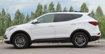 9 249 р. Комплект рейлингов АПС  Hyundai Santa Fe  DM (2012-2019) дорестайлинг, рестайлинг (Черные, без поперечин)  с доставкой в г. Майкоп. Увеличить фотографию 2