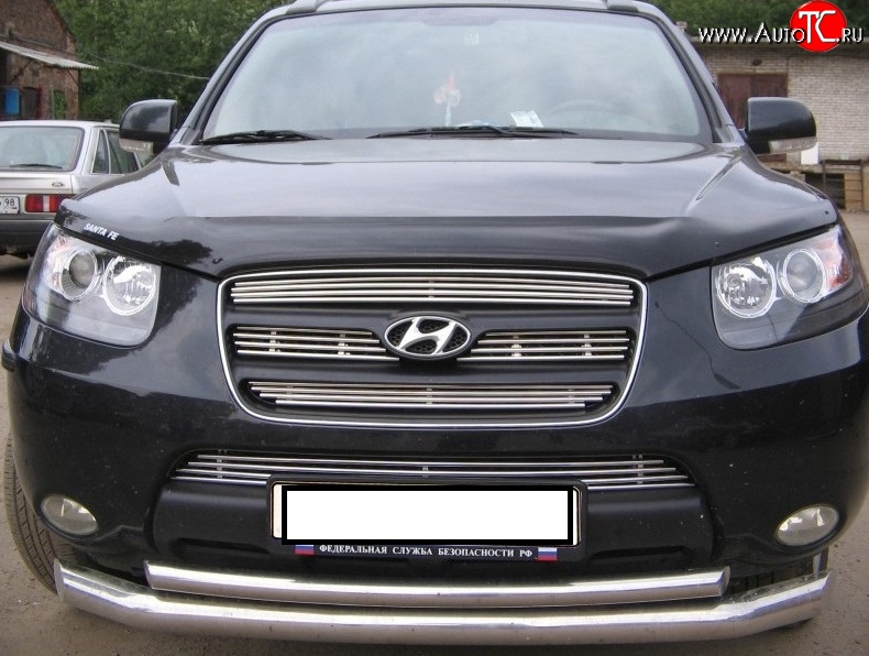 3 999 р. Декоративная вставка воздухозаборника Berkut Hyundai Santa Fe CM дорестайлинг (2006-2009)  с доставкой в г. Майкоп