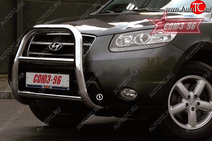 19 394 р. Защита переднего бампера Souz-96 (d76) Hyundai Santa Fe CM дорестайлинг (2006-2009)  с доставкой в г. Майкоп