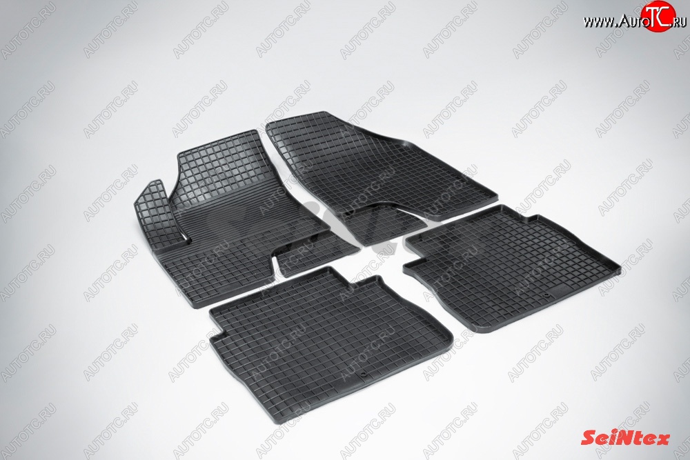 3 299 р. Износостойкие коврики в салон с рисунком Сетка SeiNtex Premium 4 шт. (резина)  Hyundai Santa Fe  CM (2006-2009) дорестайлинг  с доставкой в г. Майкоп