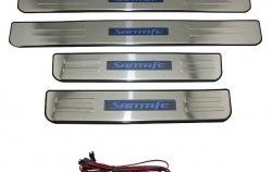 3 149 р. Накладки на порожки автомобиля СТ Hyundai Santa Fe CM дорестайлинг (2006-2009)  с доставкой в г. Майкоп. Увеличить фотографию 2