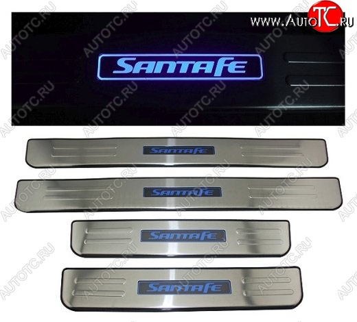 3 149 р. Накладки на порожки автомобиля СТ Hyundai Santa Fe CM дорестайлинг (2006-2009)  с доставкой в г. Майкоп