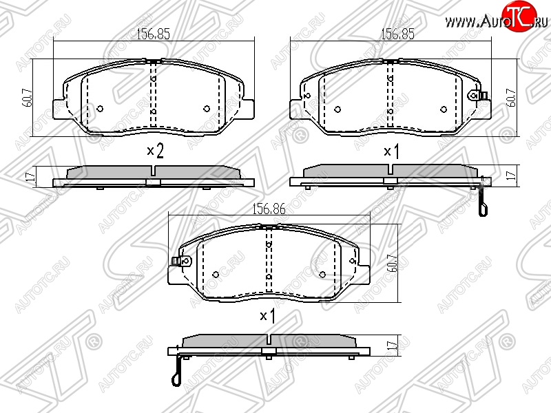 1 239 р. Колодки тормозные SAT (передние) Hyundai Santa Fe CM дорестайлинг (2006-2009)  с доставкой в г. Майкоп