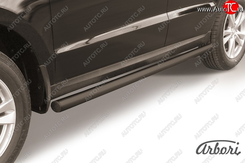6 299 р. Защита штатных порогов Arbori (черная, d57 mm). Hyundai Santa Fe CM рестайлинг (2009-2012)  с доставкой в г. Майкоп