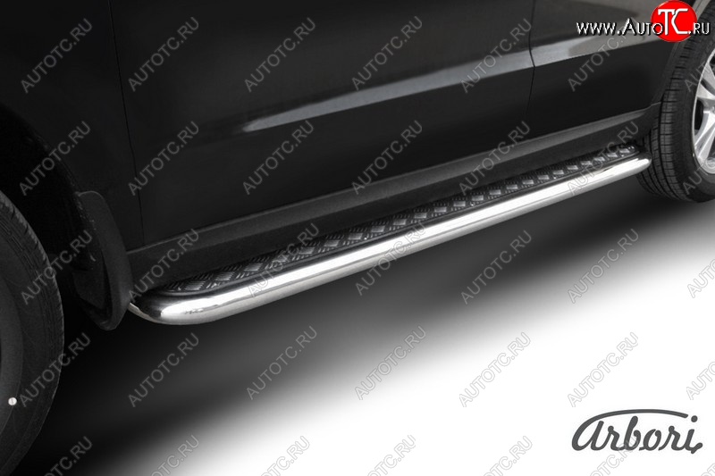 15 569 р. Защита штатных порогов с листом Arbori (нержавейка, алюминий, d57) Hyundai Santa Fe CM рестайлинг (2009-2012)  с доставкой в г. Майкоп