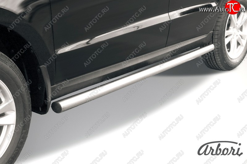 11 969 р. Защита штатных порогов Arbori (нержавейка, d57 mm). Hyundai Santa Fe CM рестайлинг (2009-2012)  с доставкой в г. Майкоп