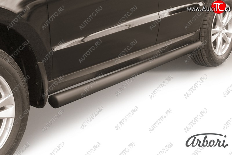 6 749 р. Защита штатных порогов Arbori (черная, d76 mm). Hyundai Santa Fe CM рестайлинг (2009-2012)  с доставкой в г. Майкоп