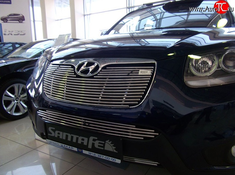 5 999 р. Декоративная вставка воздухозаборника (рестайлинг) Berkut Hyundai Santa Fe CM рестайлинг (2009-2012)  с доставкой в г. Майкоп