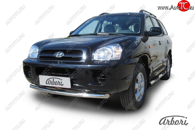 12 149 р. Защита переднего бампера Arbori (нержавейка, 1 труба d57 mm). Hyundai Santa Fe CM рестайлинг (2009-2012)  с доставкой в г. Майкоп