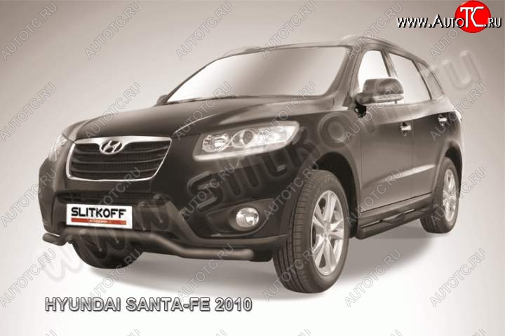 9 399 р. Защита переднего бампера из трубы d57 Slitkoff (волна)  Hyundai Santa Fe  CM (2009-2012) рестайлинг (Цвет: серебристый)  с доставкой в г. Майкоп