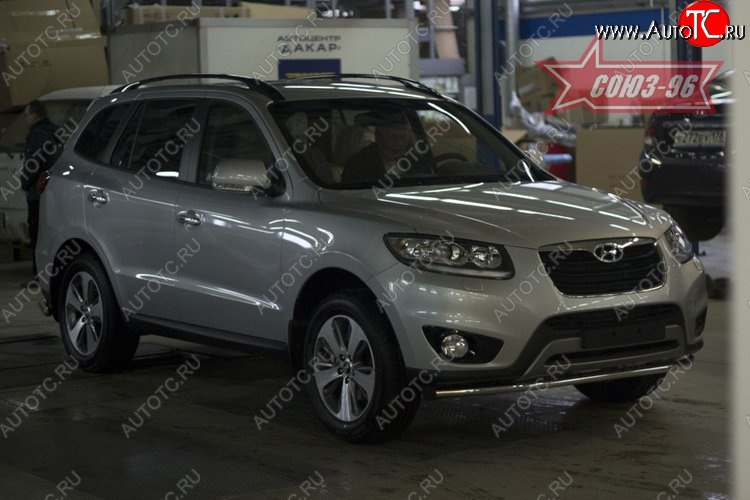 11 969 р. Защита переднего бампера одинарная Souz-96 (d42). Hyundai Santa Fe CM рестайлинг (2009-2012)  с доставкой в г. Майкоп
