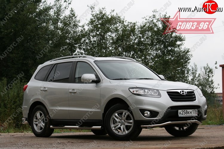 12 689 р. Защита переднего бампера одинарная Souz-96 (d60) Hyundai Santa Fe CM рестайлинг (2009-2012)  с доставкой в г. Майкоп