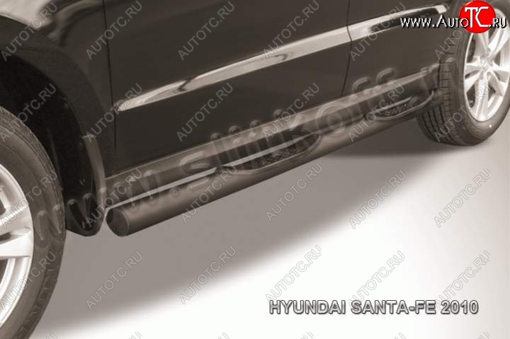 13 549 р. Защита порогов из трубы d76 Slitkoff (с проступью) Hyundai Santa Fe CM рестайлинг (2009-2012) (Цвет: серебристый)  с доставкой в г. Майкоп