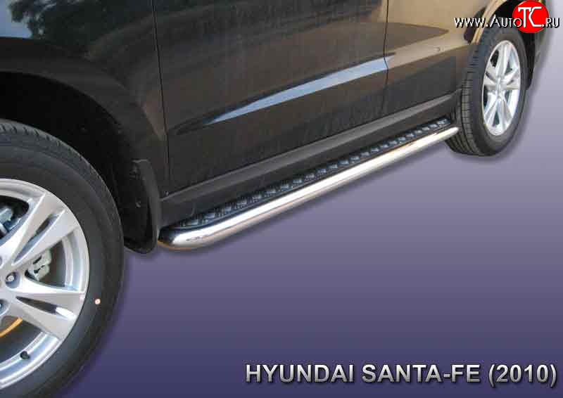 18 949 р. Широкая защита порогов Slitkoff  Hyundai Santa Fe  CM (2009-2012) рестайлинг  с доставкой в г. Майкоп