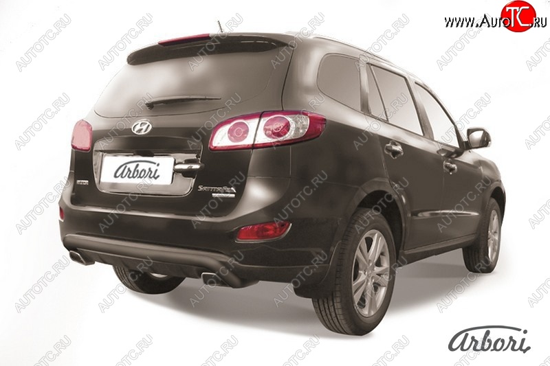 6 749 р. Защита заднего бампера Arbori (скоба, черная, 1 труба d57 mm). Hyundai Santa Fe CM рестайлинг (2009-2012)  с доставкой в г. Майкоп