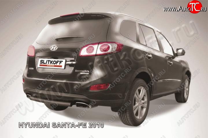 4 799 р. Защита заднего бампера из трубы d57 Slitkoff (короткая) Hyundai Santa Fe CM рестайлинг (2009-2012) (Цвет: серебристый)  с доставкой в г. Майкоп