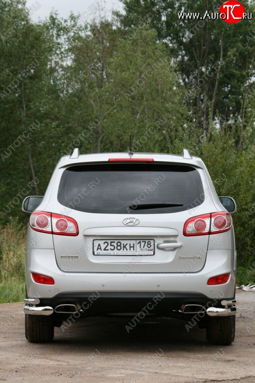 17 054 р. Защита заднего бампера из двойных боковых уголков d 76x42 Souz-96 Hyundai Santa Fe CM рестайлинг (2009-2012)  с доставкой в г. Майкоп