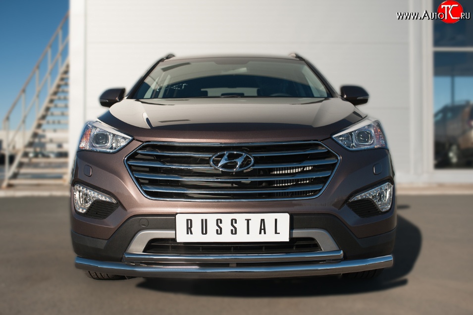 18 699 р. Защита переднего бампера (2 трубыØ63 и 42 мм, нержавейка) SLITKOFF  Hyundai Grand Santa Fe  1 DM (2013-2016) дорестайлинг  с доставкой в г. Майкоп