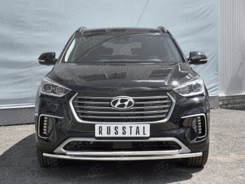 16 649 р. Защита переднего бампера (2 трубыØ42 мм, нержавейка) SLITKOFF  Hyundai Grand Santa Fe  1 DM (2016-2018) рестайлинг  с доставкой в г. Майкоп. Увеличить фотографию 2