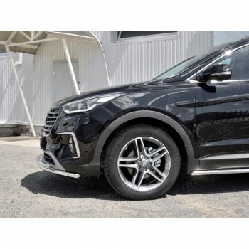 16 649 р. Защита переднего бампера (2 трубыØ42 мм, нержавейка) SLITKOFF  Hyundai Grand Santa Fe  1 DM (2016-2018) рестайлинг  с доставкой в г. Майкоп. Увеличить фотографию 3