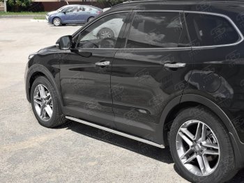 17 999 р. Защита порогов из круглой трубы диаметром 42 мм SLITKOFF v1  Hyundai Grand Santa Fe  1 DM (2016-2018) рестайлинг  с доставкой в г. Майкоп. Увеличить фотографию 3