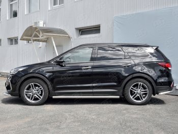 18 799 р. Защита порогов из круглой трубы диаметром 63 мм SLITKOFF  Hyundai Grand Santa Fe  1 DM (2016-2018) рестайлинг  с доставкой в г. Майкоп. Увеличить фотографию 2