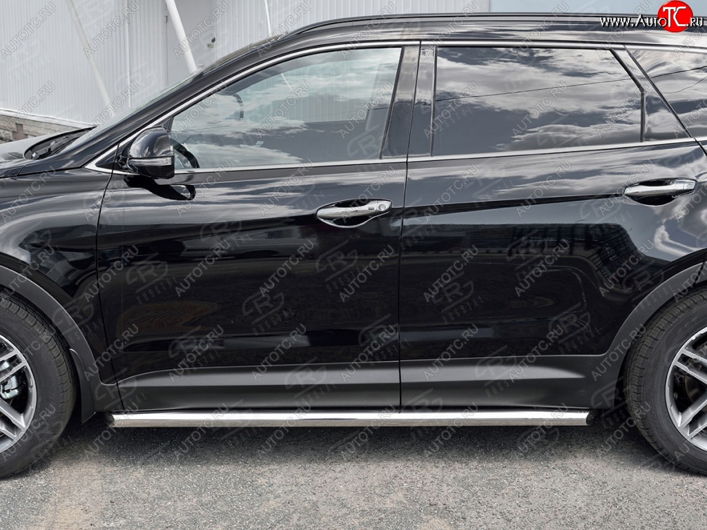 18 799 р. Защита порогов из круглой трубы диаметром 63 мм SLITKOFF  Hyundai Grand Santa Fe  1 DM (2016-2018) рестайлинг  с доставкой в г. Майкоп