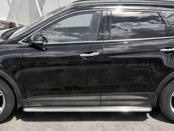35 549 р. Широкая защита порогов с трубой диаметром 42 мм SLITKOFF v3  Hyundai Grand Santa Fe  1 DM (2016-2018) рестайлинг  с доставкой в г. Майкоп. Увеличить фотографию 2