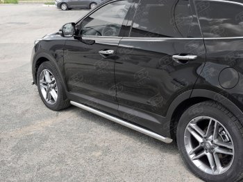 19 999 р. Защита порогов из круглой трубы диаметром 63 мм SLITKOFF v1  Hyundai Grand Santa Fe  1 DM (2016-2018) рестайлинг  с доставкой в г. Майкоп. Увеличить фотографию 2