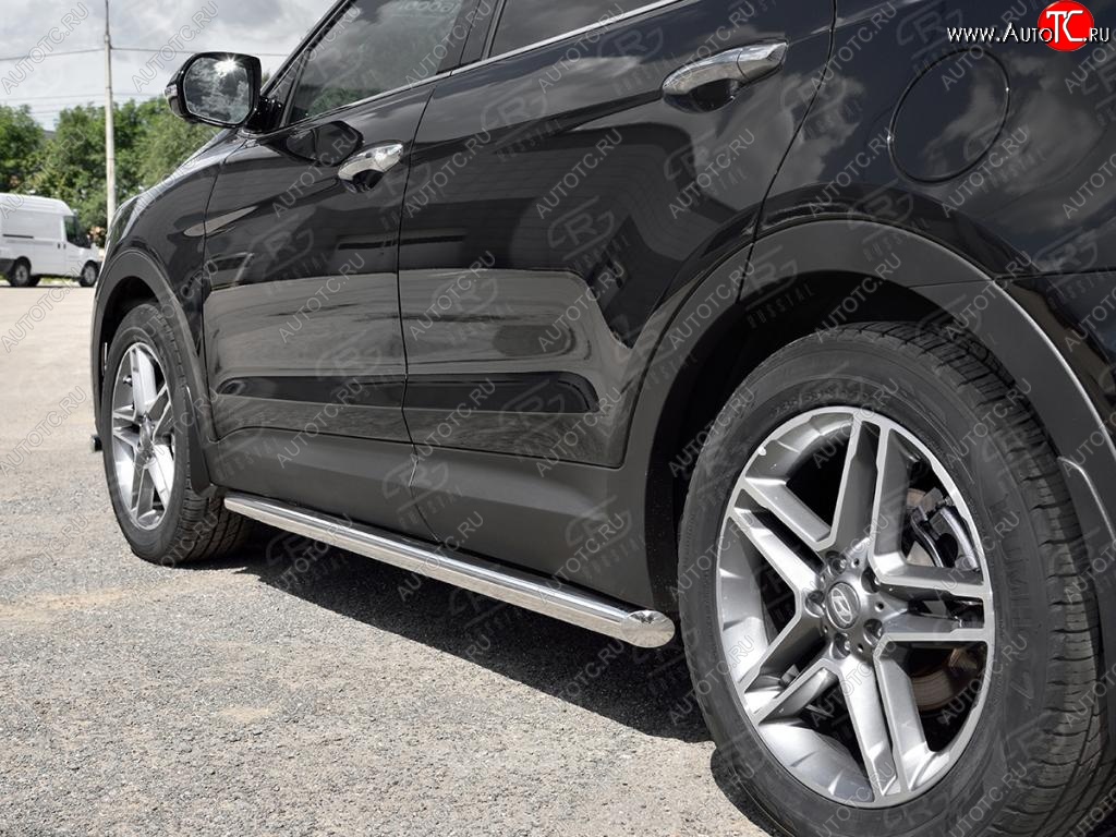 19 999 р. Защита порогов из круглой трубы диаметром 63 мм SLITKOFF v1  Hyundai Grand Santa Fe  1 DM (2016-2018) рестайлинг  с доставкой в г. Майкоп