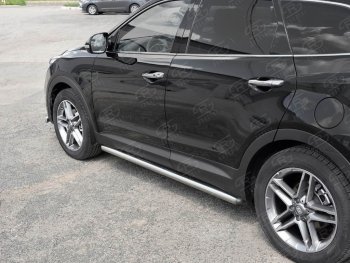 19 999 р. Защита порогов из круглой трубы диаметром 63 мм SLITKOFF v3  Hyundai Grand Santa Fe  1 DM (2016-2018) рестайлинг  с доставкой в г. Майкоп. Увеличить фотографию 3