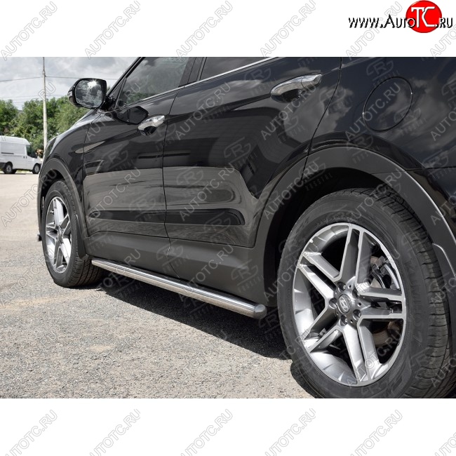 19 999 р. Защита порогов из круглой трубы диаметром 63 мм SLITKOFF v3  Hyundai Grand Santa Fe  1 DM (2016-2018) рестайлинг  с доставкой в г. Майкоп