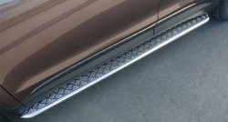 24 649 р. Широкая защита порогов SLITKOFF  Hyundai Grand Santa Fe  1 DM (2013-2016) дорестайлинг  с доставкой в г. Майкоп. Увеличить фотографию 2