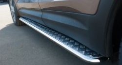 24 649 р. Широкая защита порогов SLITKOFF  Hyundai Grand Santa Fe  1 DM (2013-2016) дорестайлинг  с доставкой в г. Майкоп. Увеличить фотографию 3
