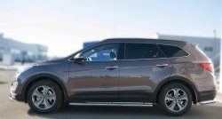 Широкая защита порогов SLITKOFF Hyundai Grand Santa Fe  1 DM (2013-2016) дорестайлинг