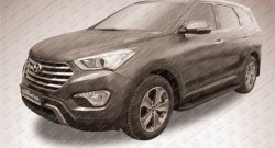 13 349 р. Алюминиевые пороги Slitkoff Optima Black  Hyundai Grand Santa Fe  1 DM (2013-2016) дорестайлинг  с доставкой в г. Майкоп. Увеличить фотографию 2