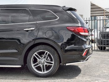 14 399 р. Защита заднего бампера (Ø42 мм уголки, нержавейка) SLITKOFF  Hyundai Grand Santa Fe  1 DM (2016-2018) рестайлинг  с доставкой в г. Майкоп. Увеличить фотографию 2