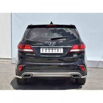 14 399 р. Защита заднего бампера (Ø42 мм уголки, нержавейка) SLITKOFF  Hyundai Grand Santa Fe  1 DM (2016-2018) рестайлинг  с доставкой в г. Майкоп. Увеличить фотографию 3