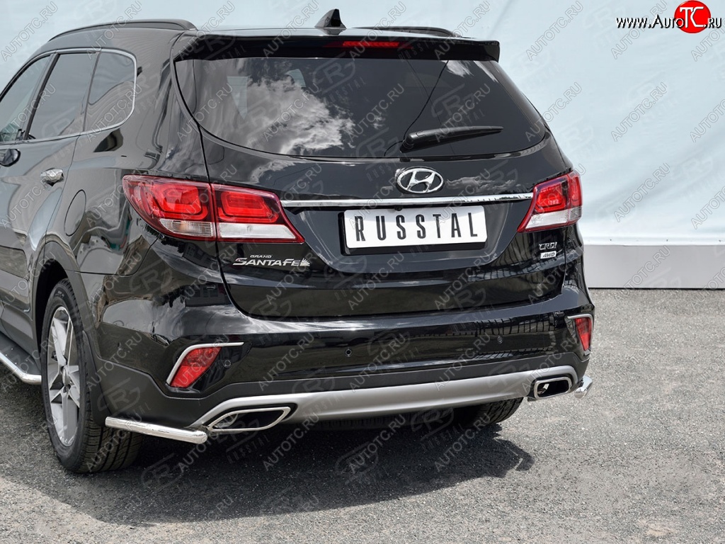 14 399 р. Защита заднего бампера (Ø42 мм уголки, нержавейка) SLITKOFF  Hyundai Grand Santa Fe  1 DM (2016-2018) рестайлинг  с доставкой в г. Майкоп