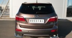 16 299 р. Защита заднего бампера (Ø63 мм уголки, нержавейка) SLITKOFF  Hyundai Grand Santa Fe  1 DM (2013-2016) дорестайлинг  с доставкой в г. Майкоп. Увеличить фотографию 2