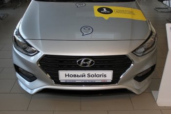 4 999 р. Накладка на передний бампер АвтоКрат  Hyundai Solaris  HCR (2017-2020) седан дорестайлинг (Неокрашенная)  с доставкой в г. Майкоп. Увеличить фотографию 4