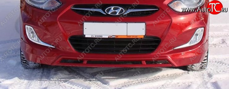 6 299 р. Накладка на передний бампер Tuning-Sport v2  Hyundai Solaris  RBr (2010-2014) седан дорестайлинг, хэтчбэк дорестайлинг (Неокрашенная)  с доставкой в г. Майкоп