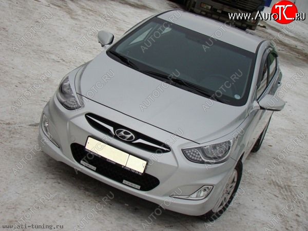 1 149 р. Реснички MV Hyundai Solaris RBr хэтчбэк дорестайлинг (2010-2014) (Неокрашенные)  с доставкой в г. Майкоп