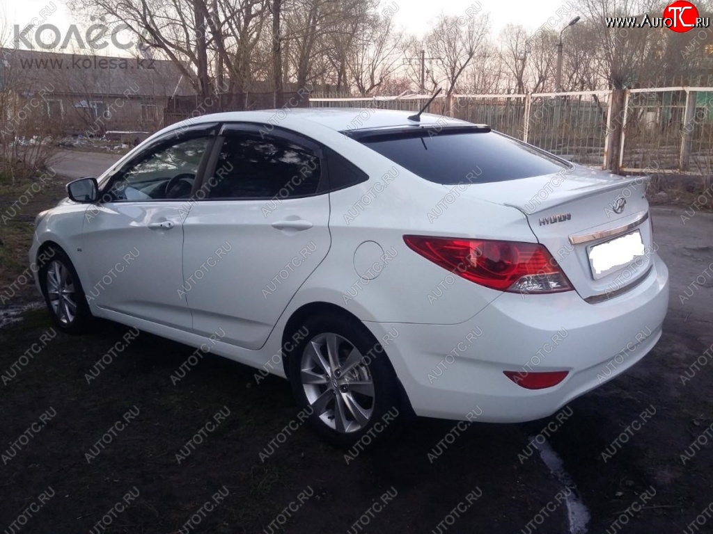 4 149 р. Козырёк на заднее стекло SPORTEST Hyundai Solaris RBr седан дорестайлинг (2010-2014) (Неокрашенный)  с доставкой в г. Майкоп