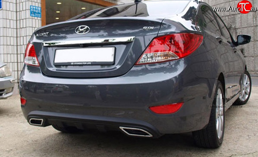 4 699 р. Диффузор заднего бампера M-VRS Hyundai Solaris RBr седан дорестайлинг (2010-2014) (Неокрашенная)  с доставкой в г. Майкоп