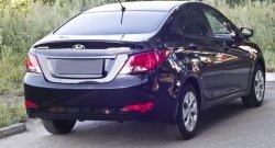 979 р. Накладка на верхнюю часть заднего бампера RA Hyundai Solaris RBr седан рестайлинг (2014-2017)  с доставкой в г. Майкоп. Увеличить фотографию 2