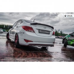 8 999 р. Накладка на задний бампер TopKontur Design Hyundai Solaris RBr седан дорестайлинг (2010-2014) (Неокрашенная)  с доставкой в г. Майкоп. Увеличить фотографию 3