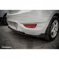 4 299 р. Накладка на задний бампер (хетчбек) Topkontur Hyundai Solaris RBr седан дорестайлинг (2010-2014) (Тисненая поверхность, Неокрашенная)  с доставкой в г. Майкоп. Увеличить фотографию 3